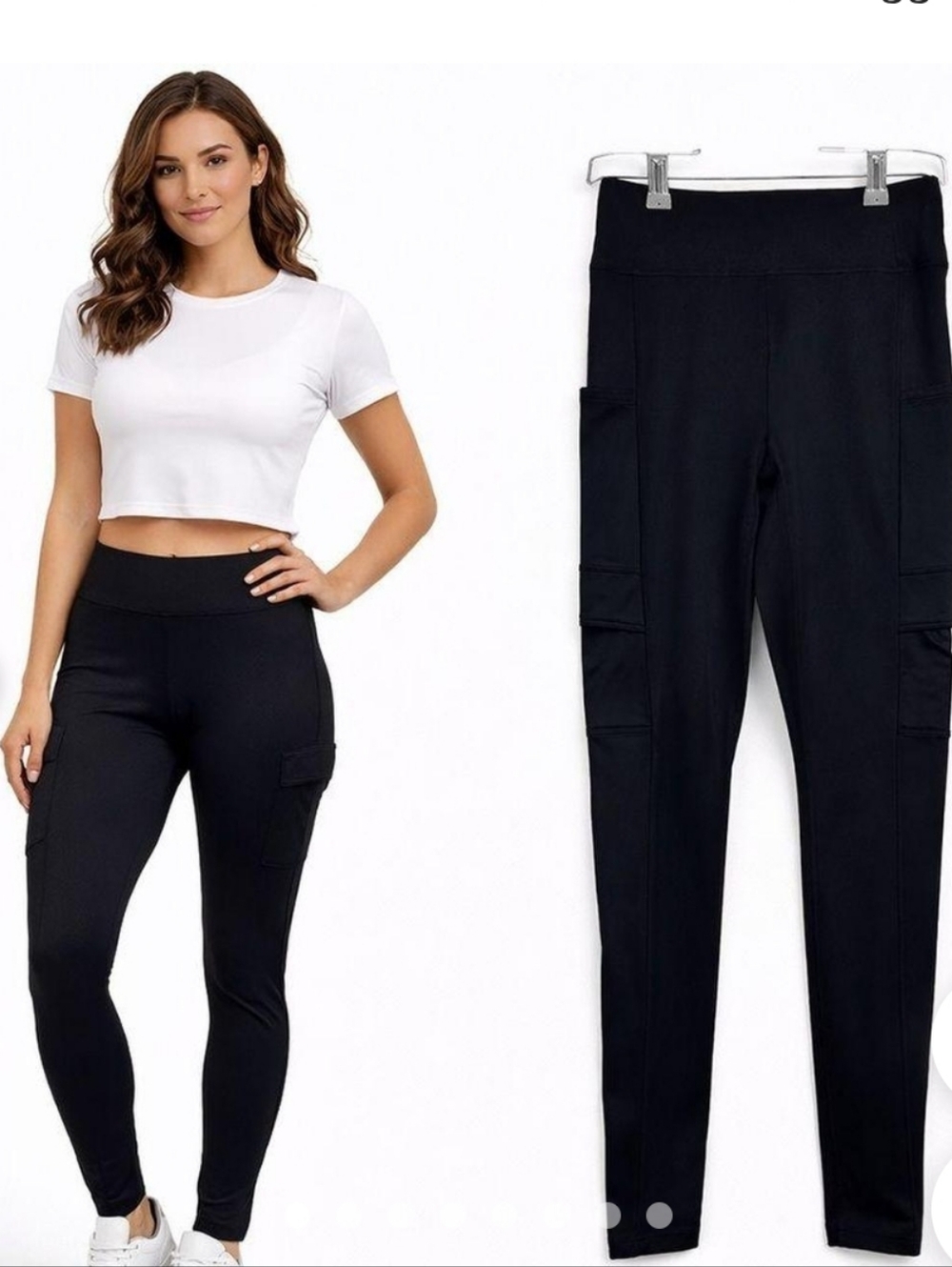 Victoria's Secret Black Cargo Leggings - Women's High-Rise Active Pants